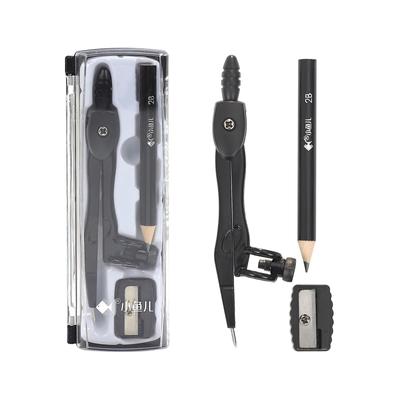 Черный компас с геометрическим набором из цинкового сплава, многофункциональная ручка-зажим, компас, инструменты для письма, рисования, школьные канцелярские принадлежности