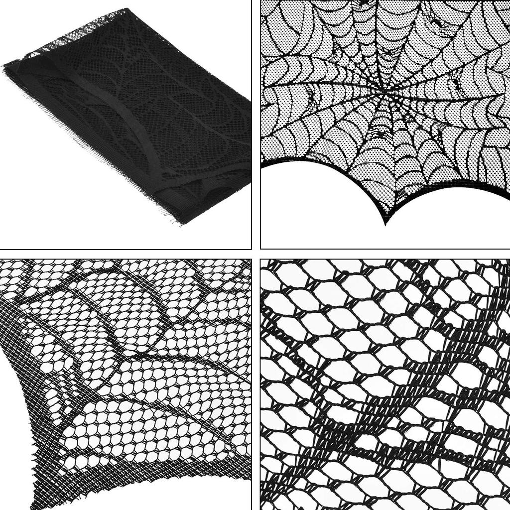 Черный кружевной комбинированный Хэллоуин Настольный флаг Хэллоуин Паук Скатерть Жуткая декоративная ткань