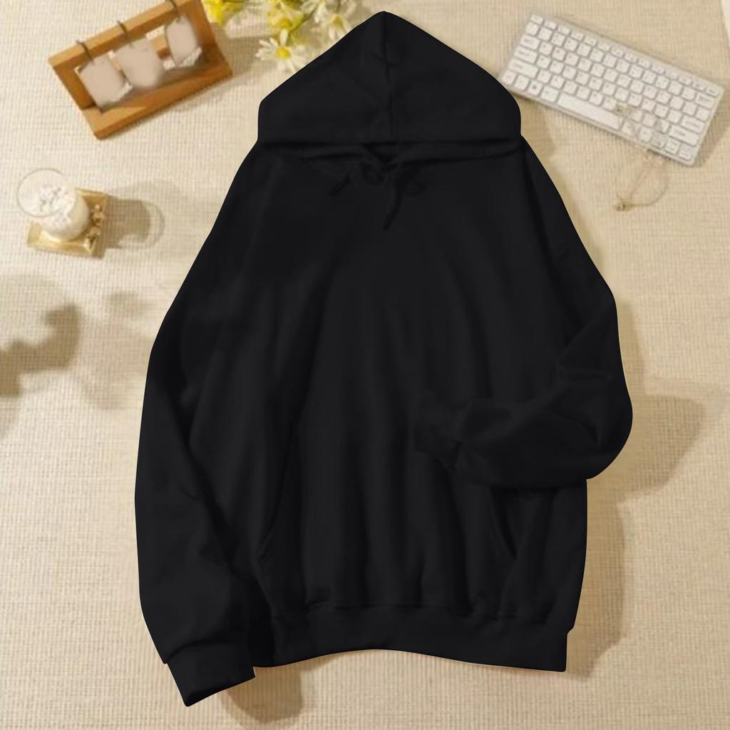 Женская повседневная и модная однотонная теплая рубашка с длинными рукавами и капюшоном, свободная и удобная толстовка