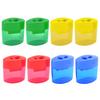 Double Hole Pencil Sharpener with Lid Plastic Manual Pencil Sharpener Portable Colored Pencil Sharpener for Kids Adults Students School Office