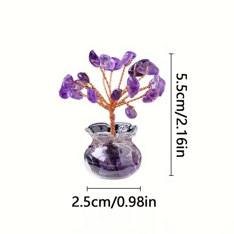 Mini Tree Crystal Stone Mini Vase Car Desktop Tabletop Ornament Bookshelf Courtyard Home Decorations