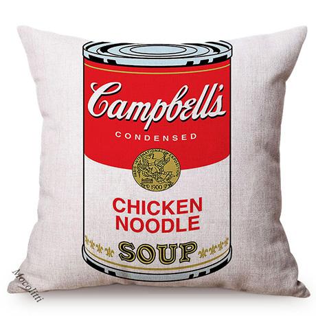 Vintage Canned Pop Art Poster Pattern Decoration Sofa Throw Pillow Case Europe Farm Letter Poster Cotton Linen Car Cushion Cover