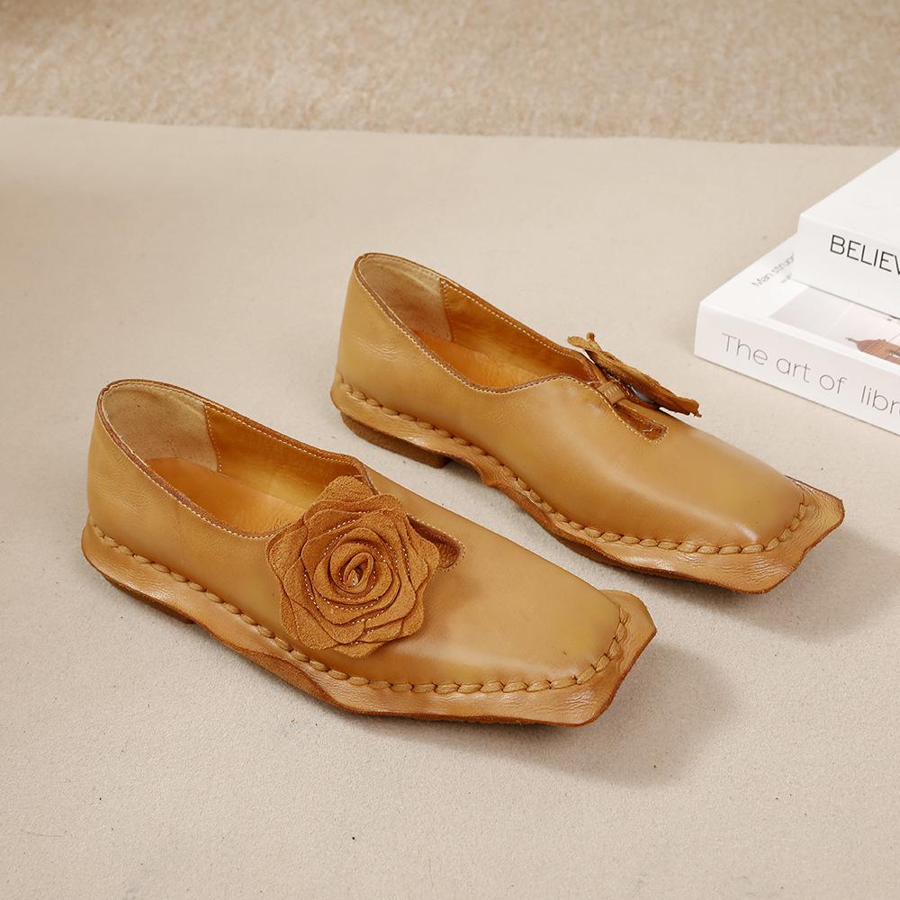 GKTINOO Ретро Цветок Мягкая Подошва Женская Обувь на Весну/лето 2025 Новые Натуральная Кожа Мелкие Универсальные Слипоны Балетки