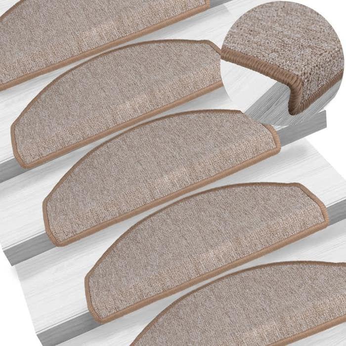 VidaXL Stair Carpet 15 Pieces 65 X 24 X 4 Cm Light Brown Semi-circular Large 133886
