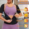 Women Sweat Vest Short Sleeve Waist Trainer Tops Zipper Compression Shirts Heat Trapping Sauna Suit Fitness Slimming Body Shaper Workout Cropped