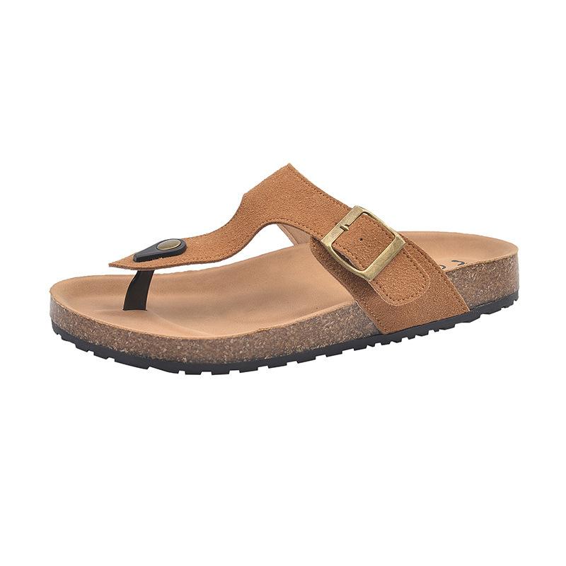 Модные Роскошные Женские Шлепанцы с Корковой Стелькой Женские Классические Однотонные Модные Шлепанцы с Поддержкой Свода Стопы Замшевая Обувь Слипоны