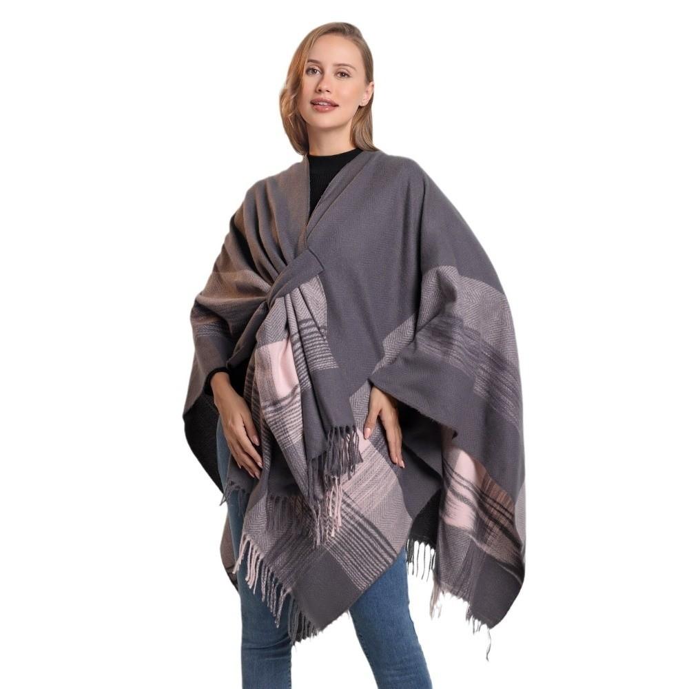 Imitation Cashmere Plaid Patterned Shawl Elegant Warm Cloak Fashion Soft Wrap Scarf Outdoor
