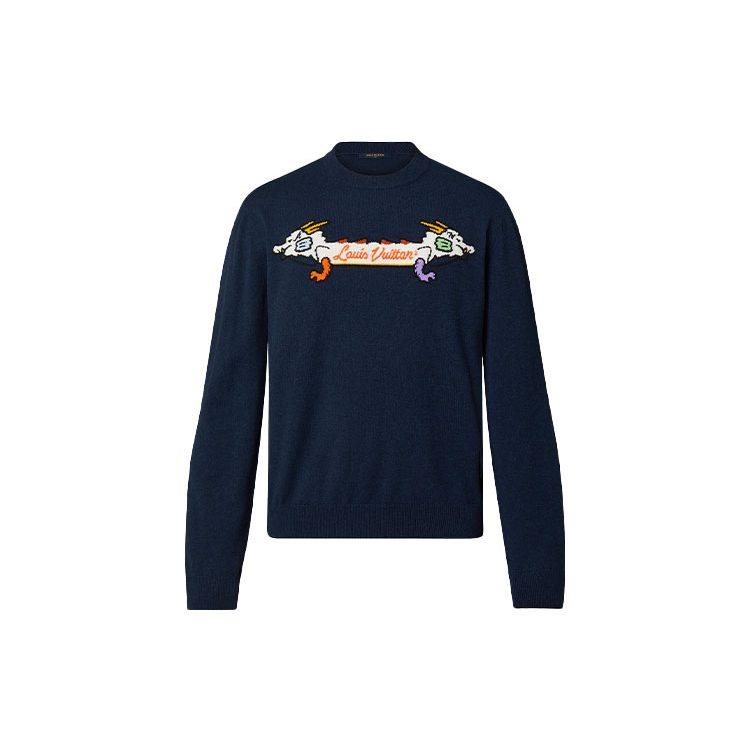 Louis Vuitton X Nigo Интарусия Жаккард Графический Кашемировый Свитшот с Круглым Вырезом 1A9KFA