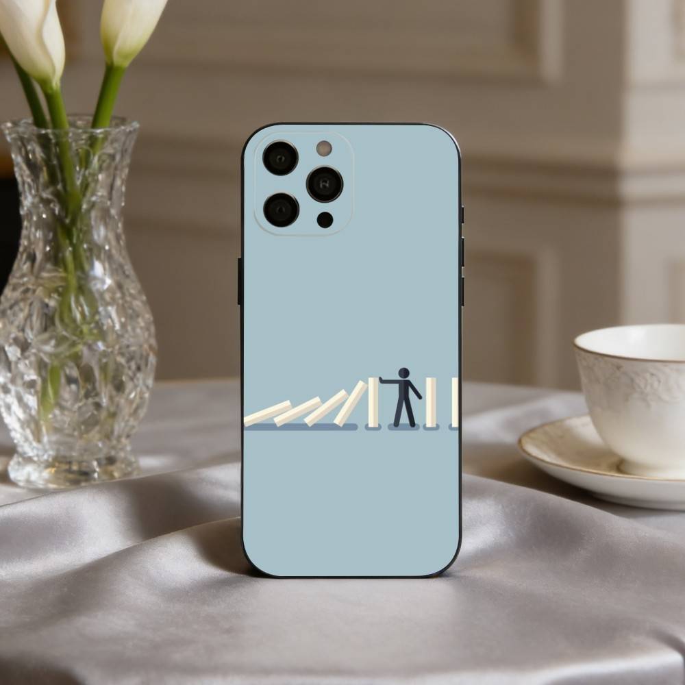 D-Domino A-Art Phone Case For iPhone 17pro, 16,15,14,13,12,11 X XR Plus,Others Soft Black Cover