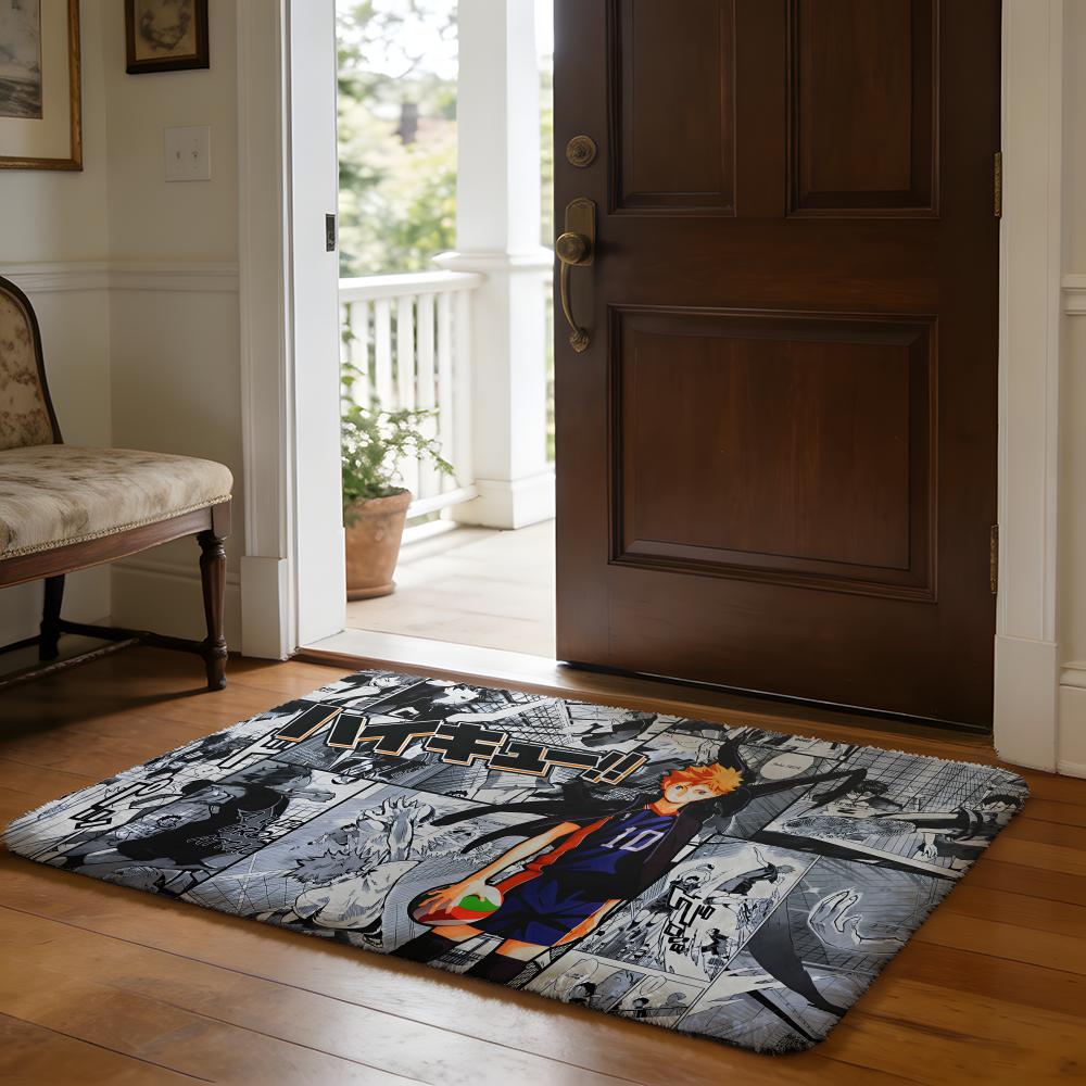 Hotblooded Anime HHaikyuu Floor Mat Soft Flannel Absorbent Mat Non-Slip Rug Home Bedroom Bathroom