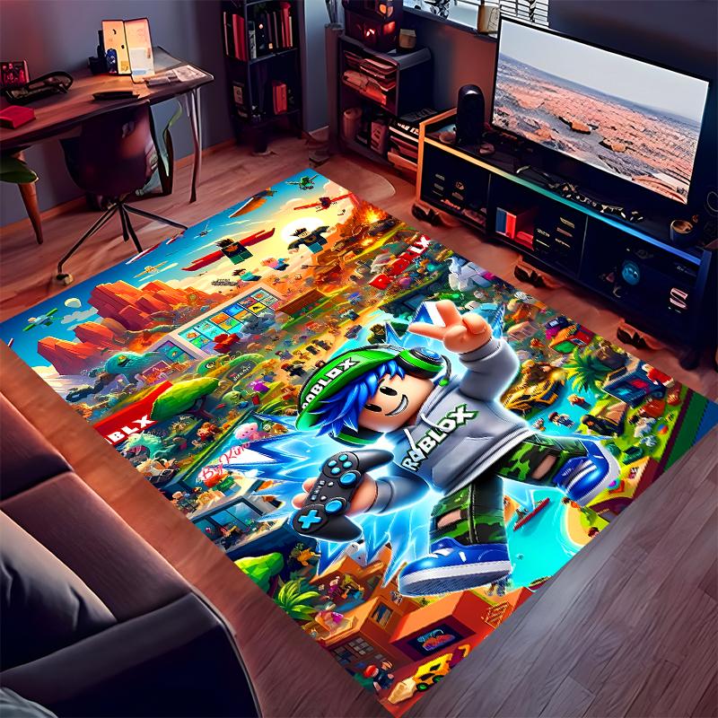 1pc Roblox Print Area Rug - Soft,Washable Non-Slip Indoor Mat for Office Chairs,Living Room,Home Office Decorative Rug