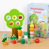 Красочная Башня из Фермерских Овощей - Деревянные Строительные Блоки Пазл Игрушка для Раннего Развития и Распознавания Цветов