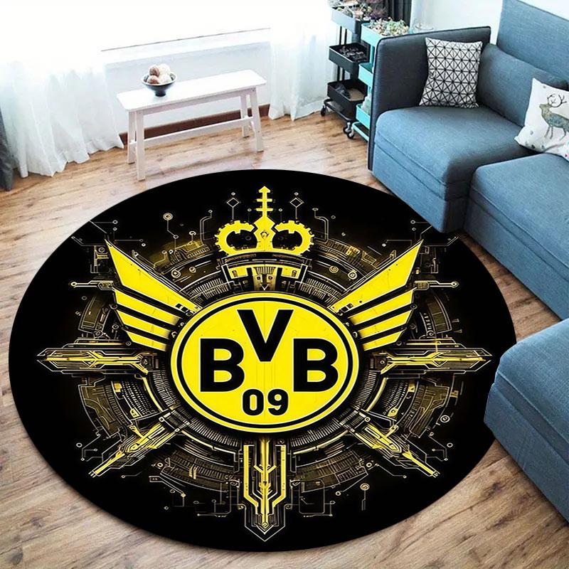 Borussia Round Area Rug,Carpet Rug for Living Room Bedroom Sofa Playroom Decor,Non-slip Floor Mat