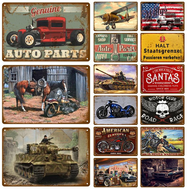 Металлический знак Гараж Газ Масло Свеча зажигания Шиномонтаж Man Cave Club Bar Home Wall Decor Art Vintage Decor Жестяная табличка Декоративная табличка