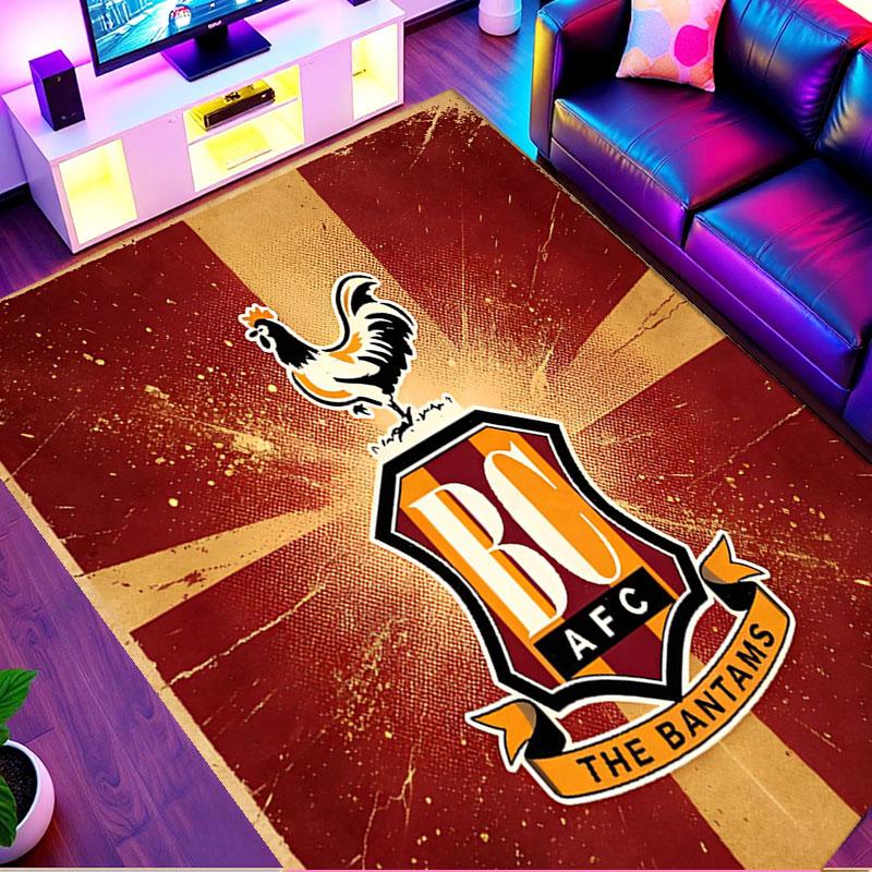 Bradford City AFC Print Rug, Washable Floor Carpet, For Entryway Dorm Laundry Room Office Study, Home Decor Birthday Christmas Gift