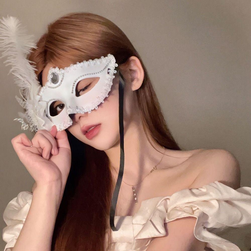 Lace Eye Mask  Flower Masquerade Mask Exquisite Feather Venetian Mask  Cosplay