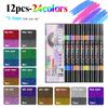 Dual Tip Dual Colors Glitter Marker 48 Colors Brush Soft Tip Art Marker Pen Waterproof for DIY Card Making