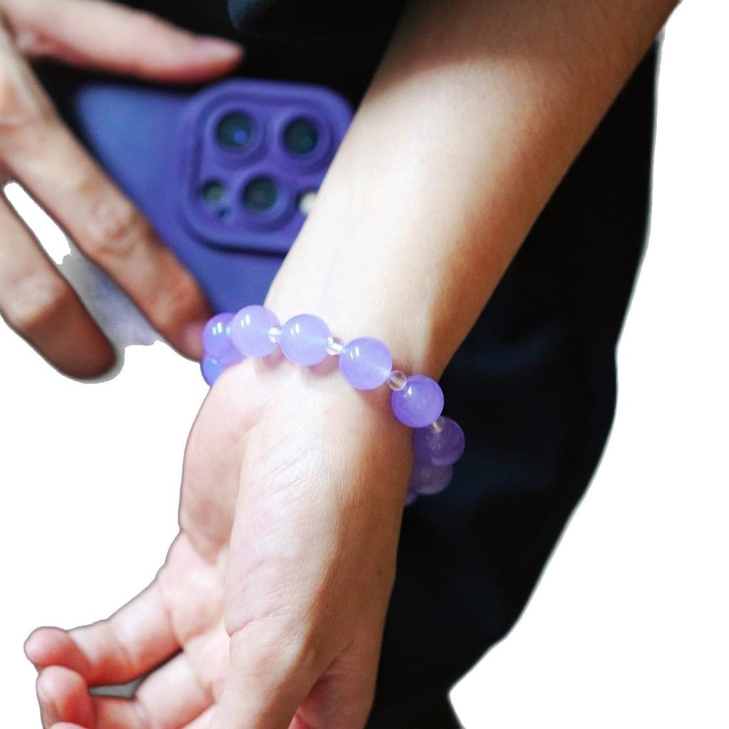 Violet Jadeite Quartzite Natural White Crystal Design Bracelet Bracelet.