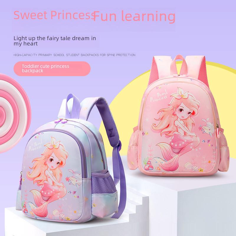 Shell Dolphin Mermaid Backpack Childrens Cartoon Bag Zipper Large Capacity