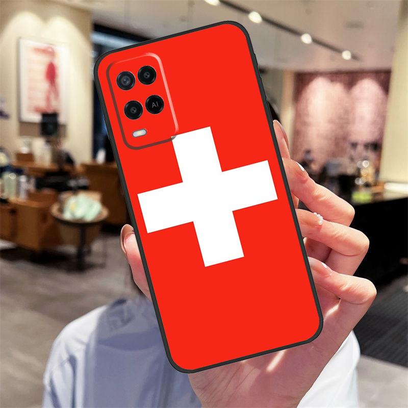Switzerland Swiss Flag Case For Oppo A94 A74 A54 A18 A38 A58 A78 A98 A40 A60 A80 A16 A76 A96 A15 A17 A77 A57S Cover