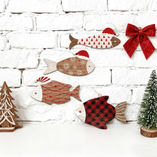 4Pcs/Set Nautical Wooden Fish Wall Decoration Farmhouse Rustic Fish Wall Art Sculpture Home Living Room Bathroom Wall Decorative Sign