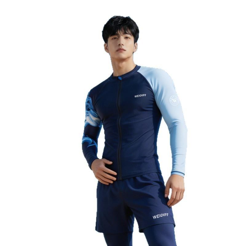 Mens UV Protection Rash Guard Set Long Sleeve Top Full-Length Pants Quick Dry Swimwear Surfing Diving Snorkeling