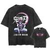 Vintage Washed T-shirts Anime Demon Slayer T-shirt for Men Harajuku Oversize Tee Cotton Fashion Streetwear Unisex Tops
