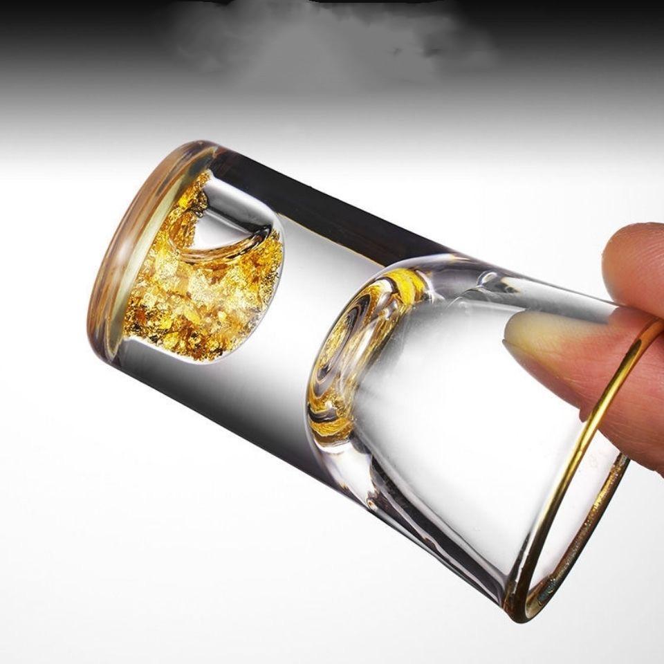 Лучшее качество 24K Золотая фольга Хрустальные рюмки для саке, ликера, спиртных напитков Глубокая бомба Коктейльная мини-бокал для вина Шизер Чашка для крепких напитков