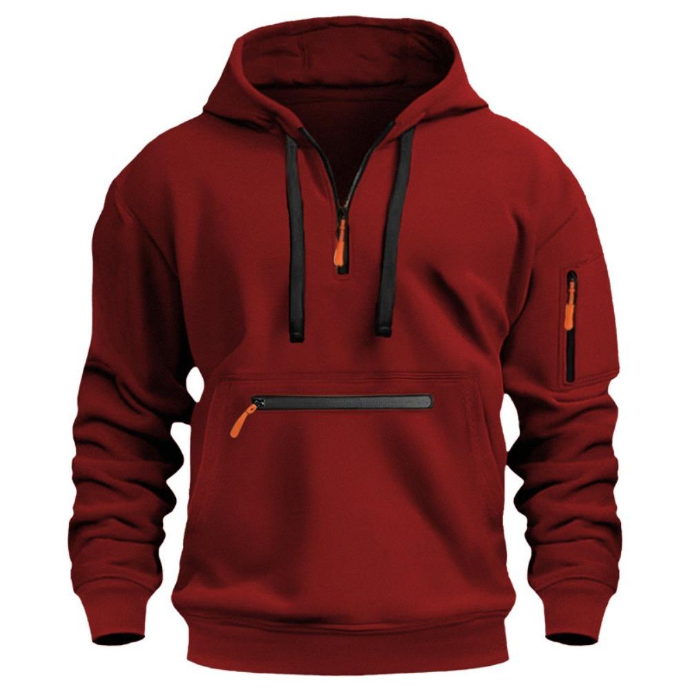 New Men's Sweatshirt Autumn and Winter Fleece Sweatshirt Loose Large Size Zipper Hoodie