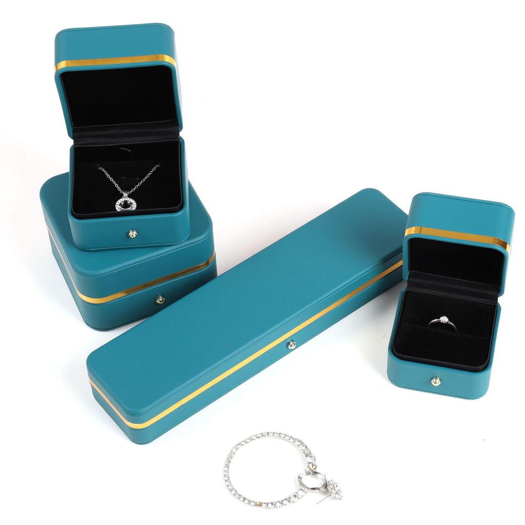 Роскошная шкатулка из искусственной кожи с золотой окантовкой для колец, подвесок, браслетов