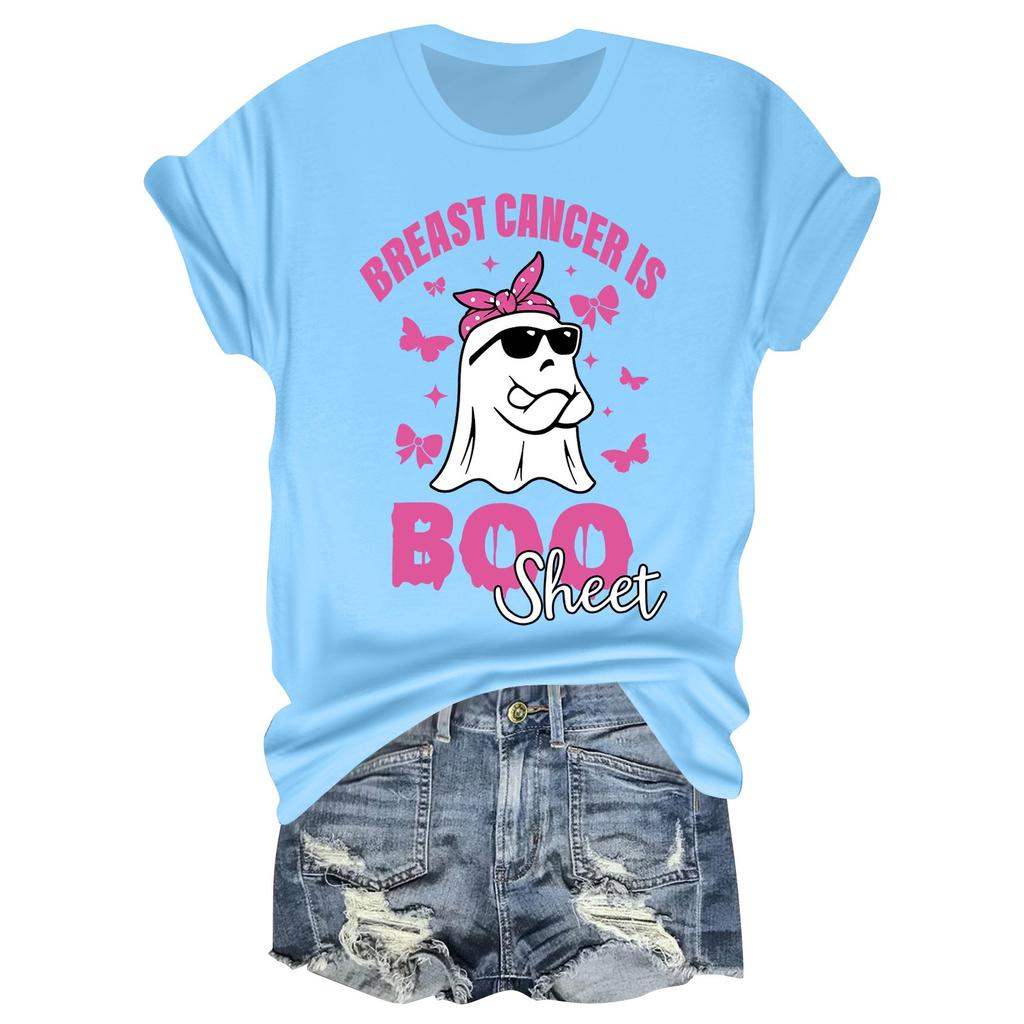 Женская повседневная футболка на Хэллоуин с принтом груди, пуловер с круглым вырезом, топ с короткими рукавами