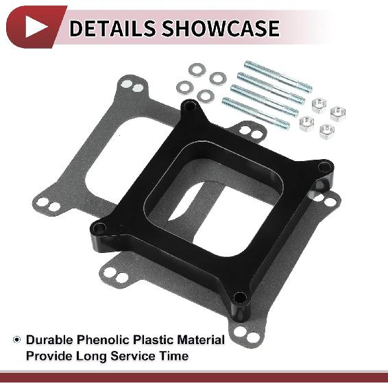 1 Set Carb Spacers for Chevy for Ford 350 SBC BBC BB 4BBL 1" Tall Open Phenolic Carburetor Spacer with Gasket Screws Kit