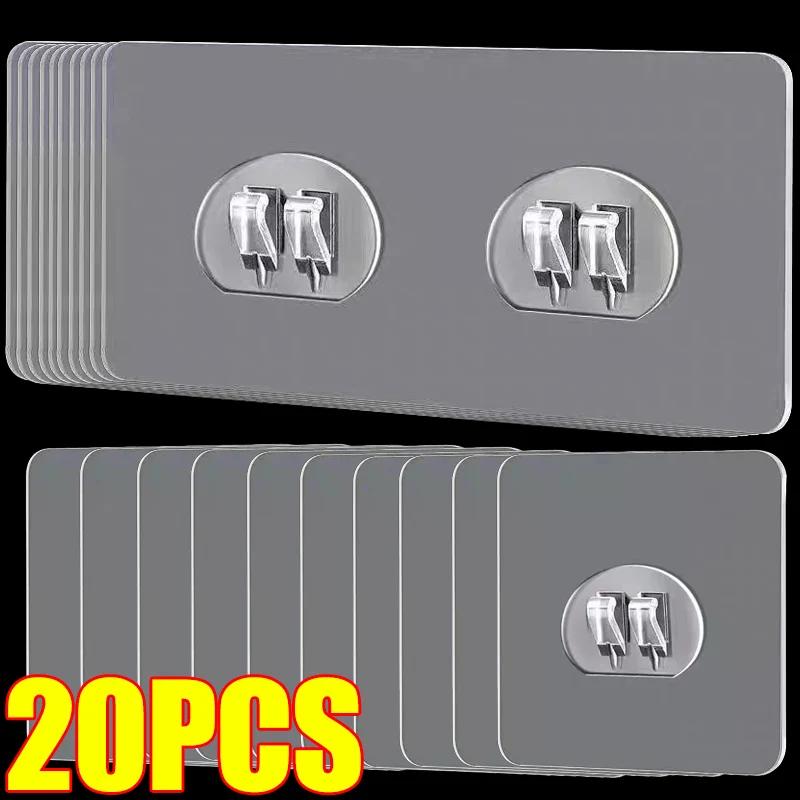 20-10 шт. прозрачные самоклеящиеся крючки настенные подвесные полки крючки фиксирующие наклейки для кухни ванной настенный стеллаж для хранения