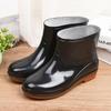 Women's Short Rain Boots with Cowhide Sole, Cotton Lined, Non-Slip, Warm and Protective.