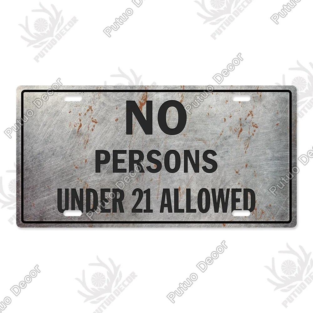 Putuo Decor Warning Metal Sign Plaque Metal Vintage Licenses Plate Tin Sign Wall Decor for Gas Station Pub Bar Beach Decoration