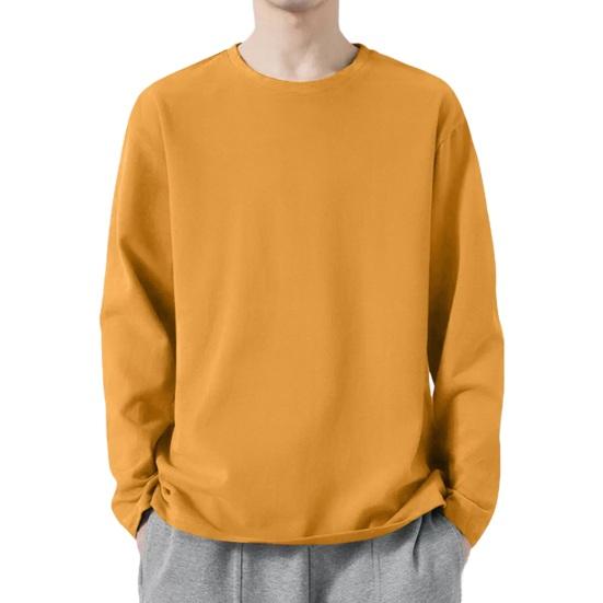 Men Sport Top Loose Pure Color Round Neck Quick-drying Plus Size Mid Length Long Sleeves Homewear Gym Running Basketball T-shirt