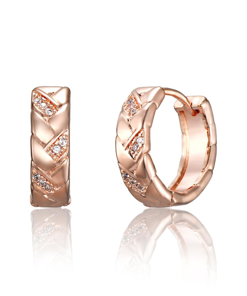 Geigerjewelry 18K Gf Скрученные Серьги-Гвоздики с Кубическим Цирконием One-Touch Gi8Kpee057