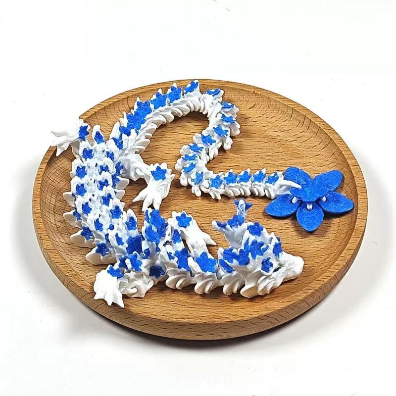 Unit Articulated Crystal Dragon Toy 3D Printed Lotus Dragon Ornament Office Decorative Item Birthday Gift For Boys