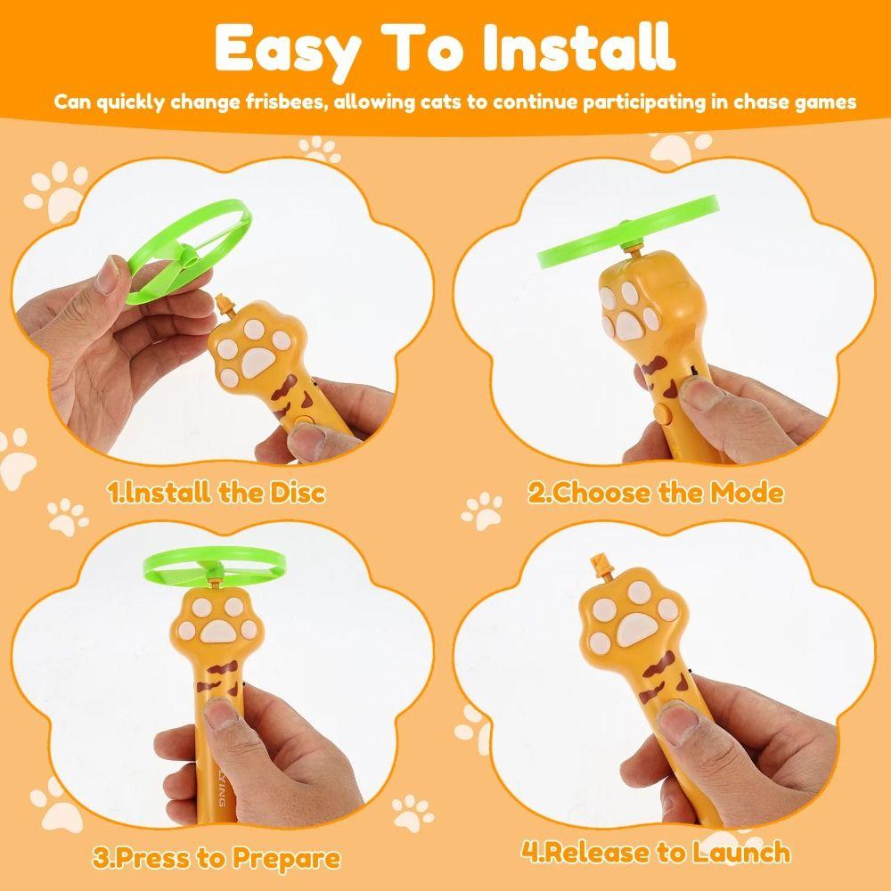 with 6 Flying Discs Kitten Flying Saucer Electric Flying Disc Launcher Pet Training