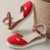 Lucyever Wedge Closed Toe Sandals Women Summer Plus Size Ankle Buckle Espadrille Shoes Woman Casual Thick Sole Platform Sandles