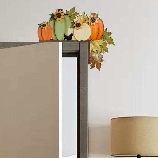 Autumn Pumpkin Door Corner Decoration Maple Pinecone Pumpkin Wooden Door