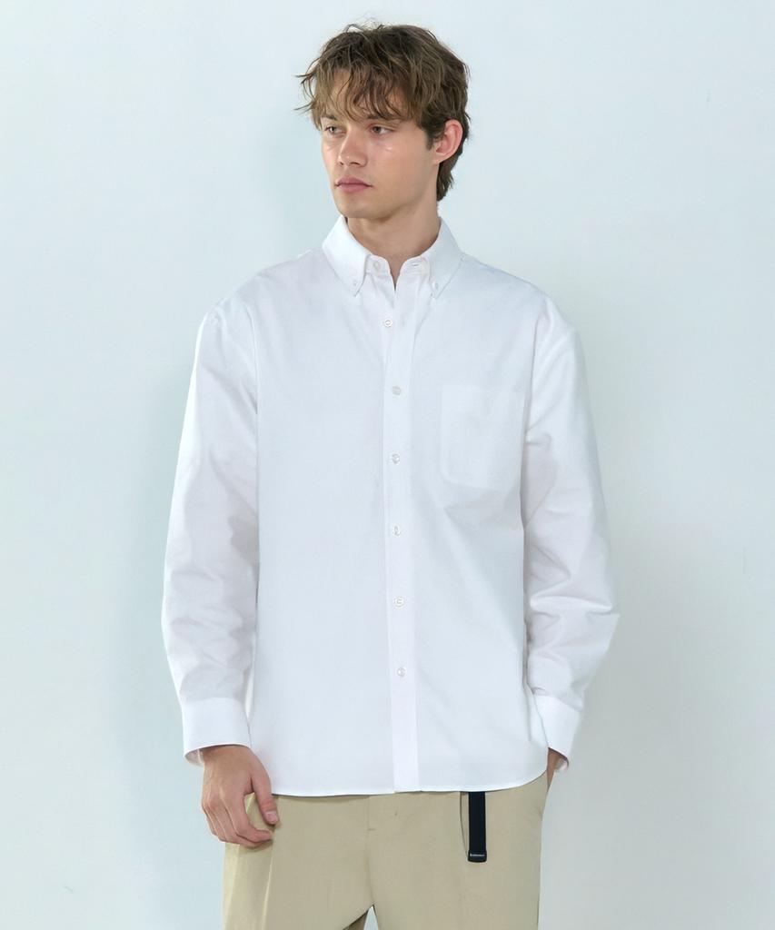 BASIC HOUSE Oxford Semi-Overfit Long Sleeve Shirt White Lzws0103
