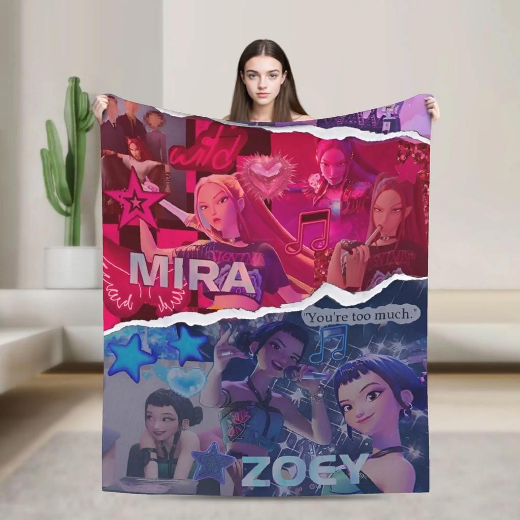 Kpop Демоны Охотники Хантрикс Фланелевый Плед Руми Мира Джои Креативное Покрывало Ковер xcm Мягкий Уютный