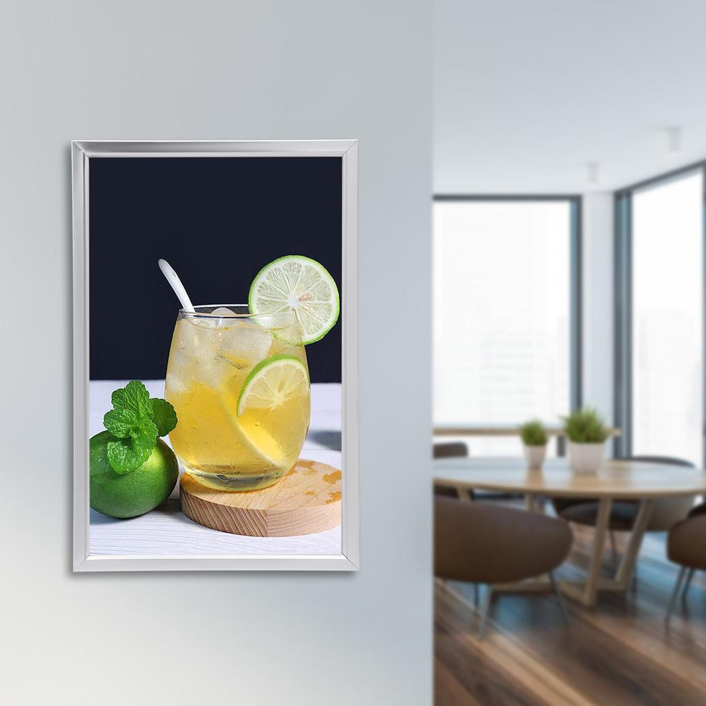 Bymaocar Silver Dustproof Led Movie Poster Frame, Restaurants Menu Art Picture Frame Light Box Advertising Wall Mounted Display