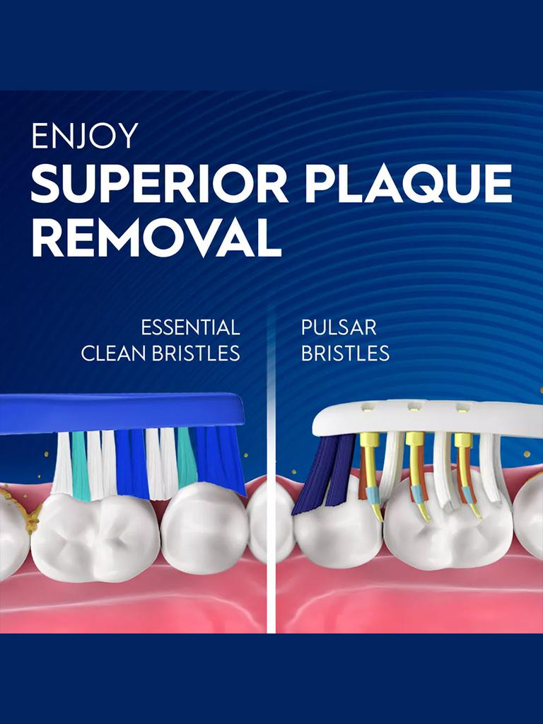 ORAL B Pro-3D White Pulsar Вибрирующая электрическая зубная щетка на батарейках, упаковка 2 шт., вибрирующие щетинки, тонкая ручка со встроенным источником питания