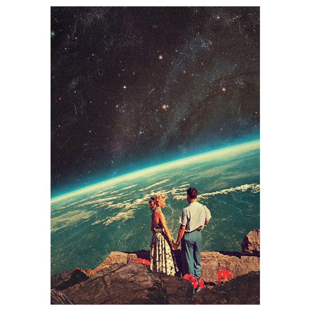 Научная фантастика Космический коллаж Романтические городские принты Постер Холст Картина Современное настенное искусство Картина Гостиная Спальня Домашний декор