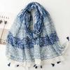 Spring/summer Bohemian Style Artistic Scarf with Fringe Decoration and Large Mesh Fabric