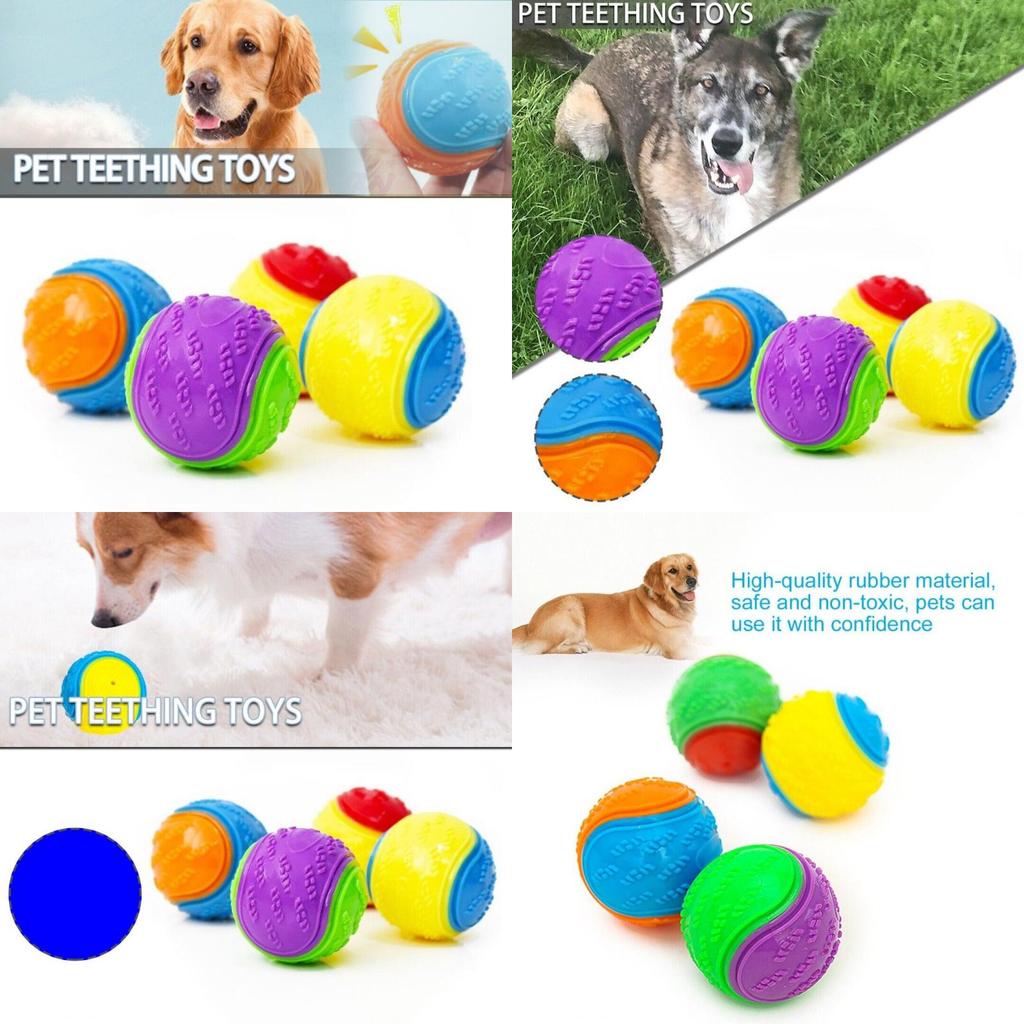 Toy Squeaky Dog Balls Rubber Durable Bouncy Chew Ball Puppy Play Tpr Outdoor