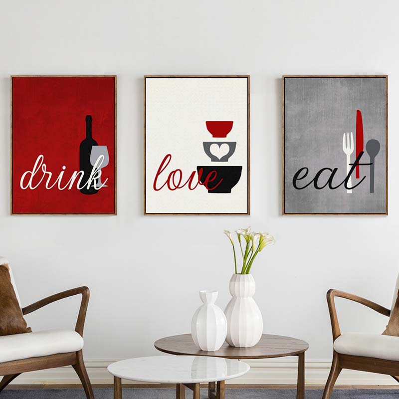 Nordic Kitchen Wall Art Холст Картина Посуда Посуда Плакат Печать Современный Минималистский Настенный Рисунок Для Столовой Домашний Декор