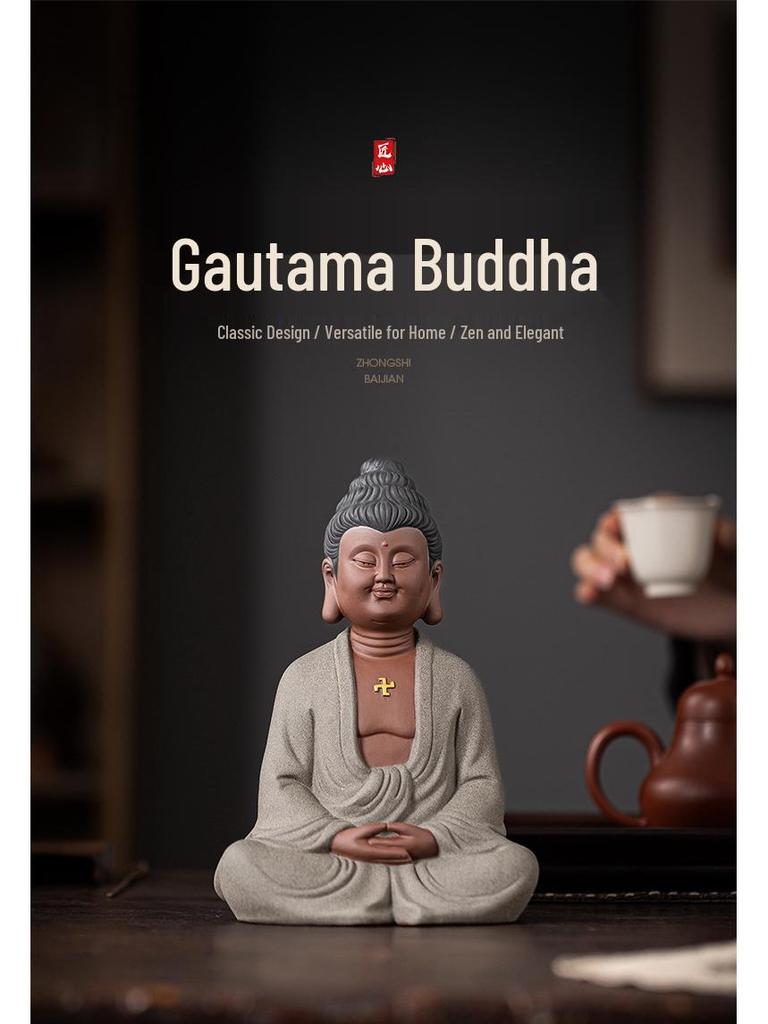 Керамическая статуэтка Дзен-Буддиста: Настольное украшение Будда Шакьямуни для декора прихожей дома